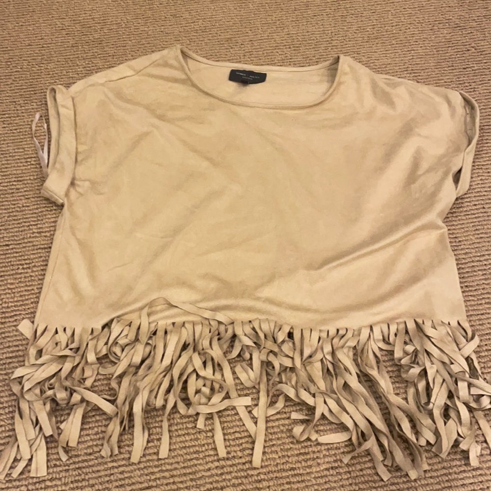 Faux suede fringe shirt